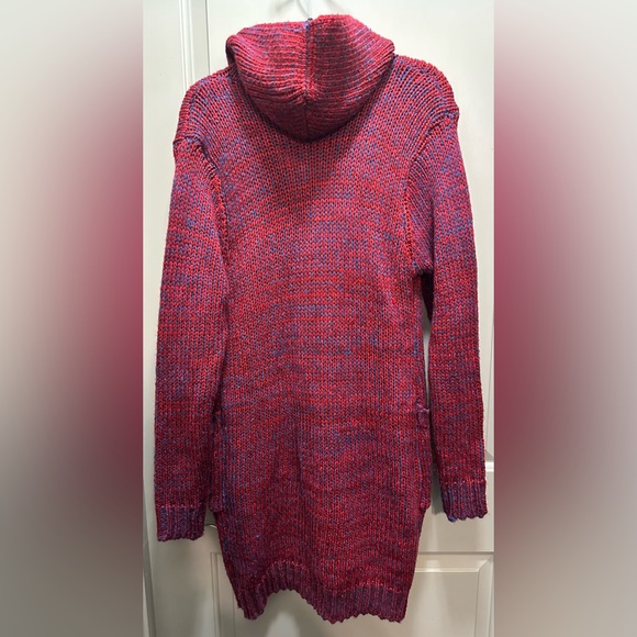 Hoooyi Size L Long Line Horn Buckle Hooded Knitted Cardigan Sweater NWT - Picture 2 of 4